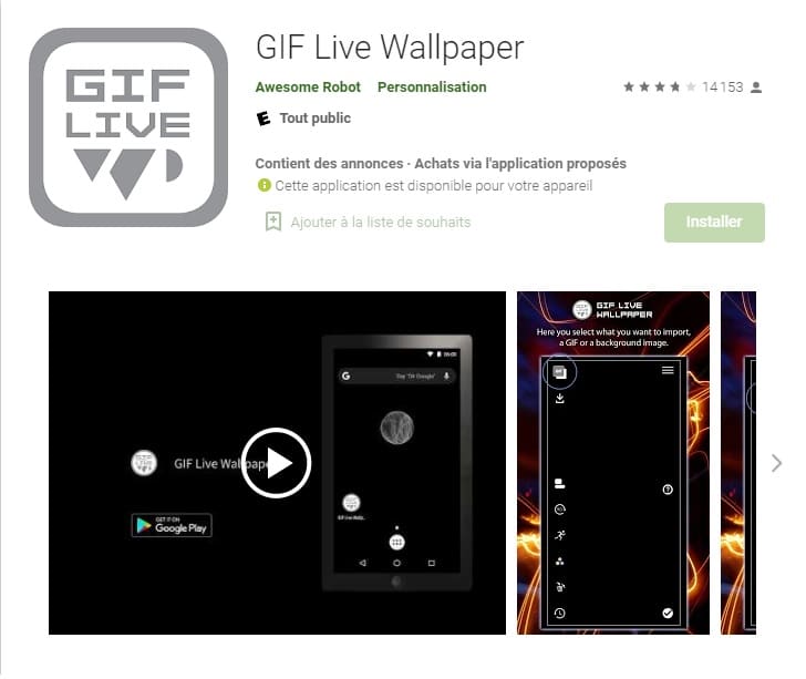 Utiliser l'application GIF Live Wallpaper